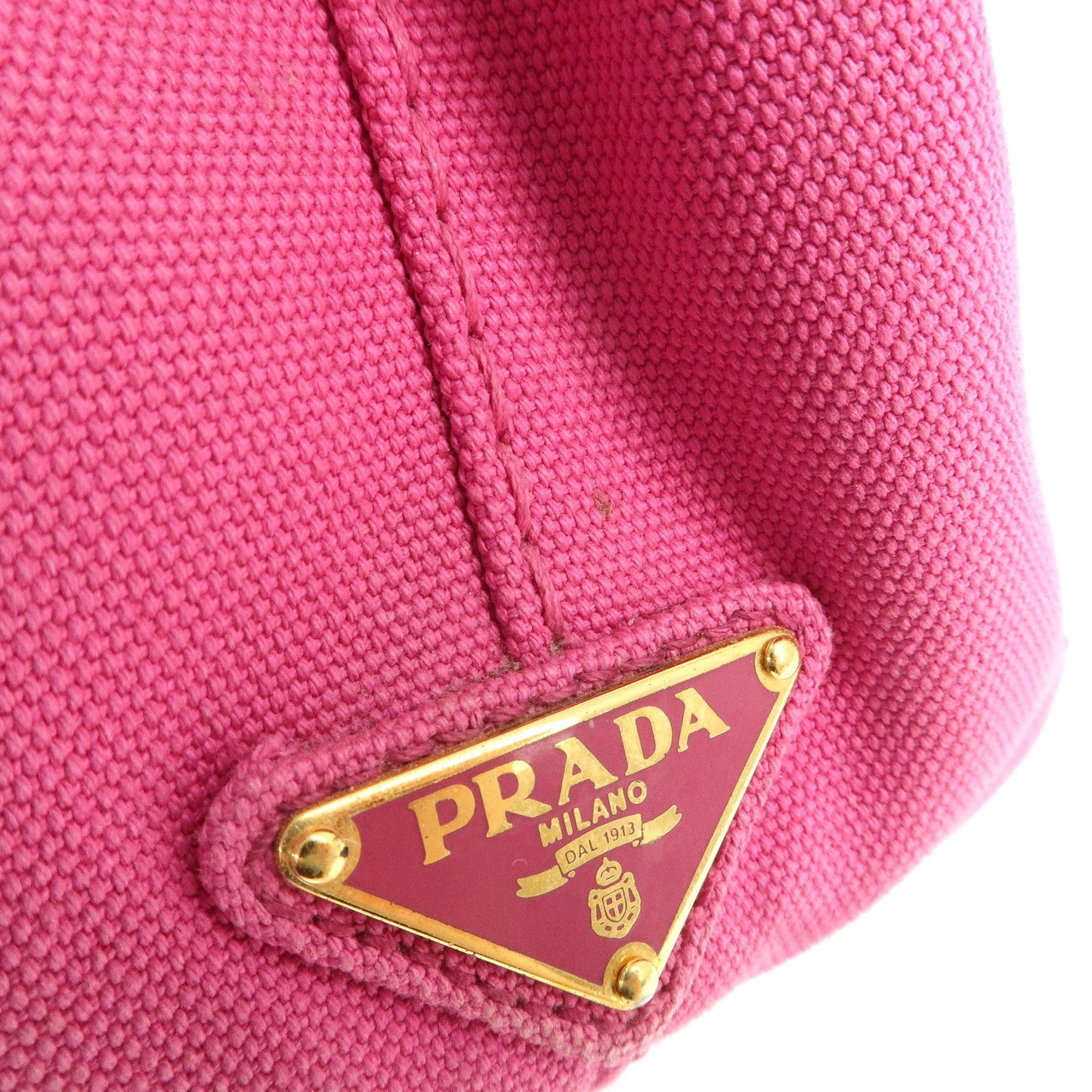 PRADA Logo Canapa Mini Canvas Hand Bag Tote Bag Pink 1BG439