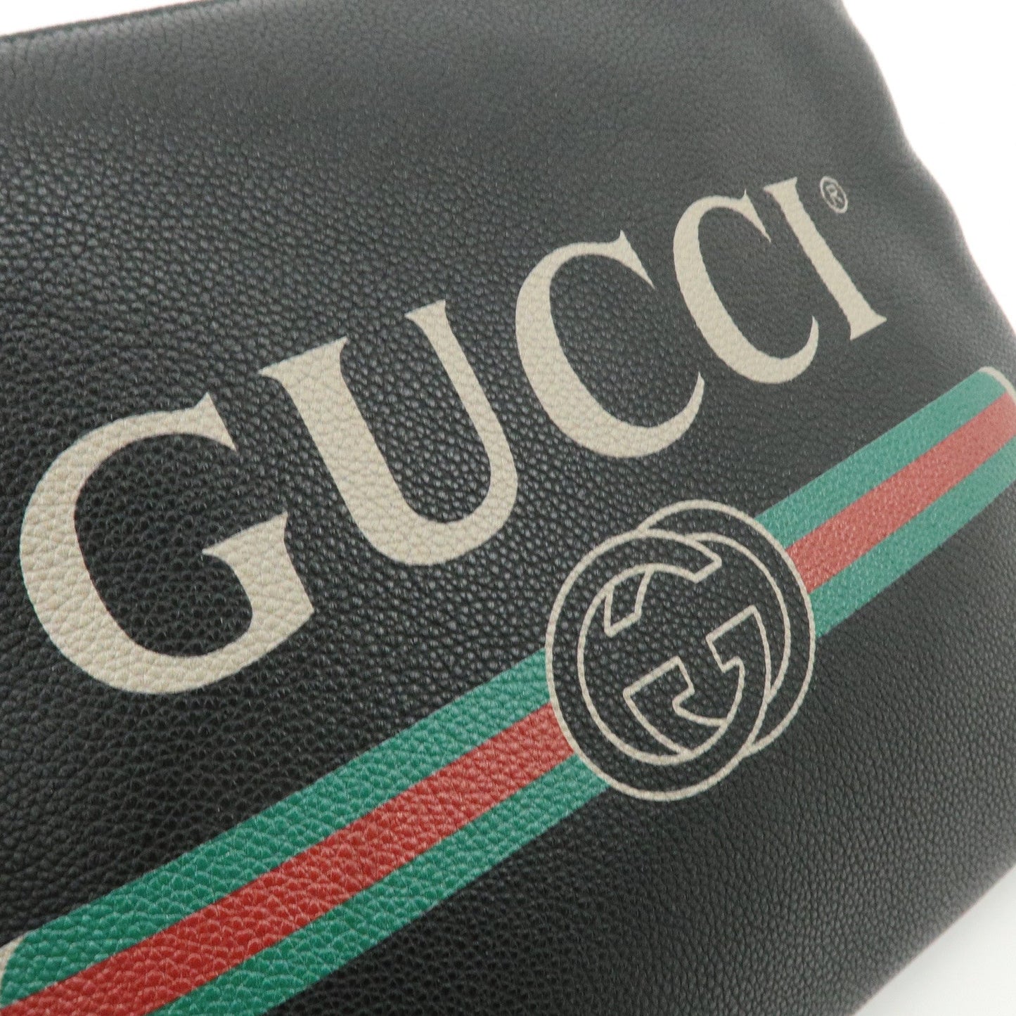 GUCCI Leather Portfolio Medium Clutch Bag Black 572770