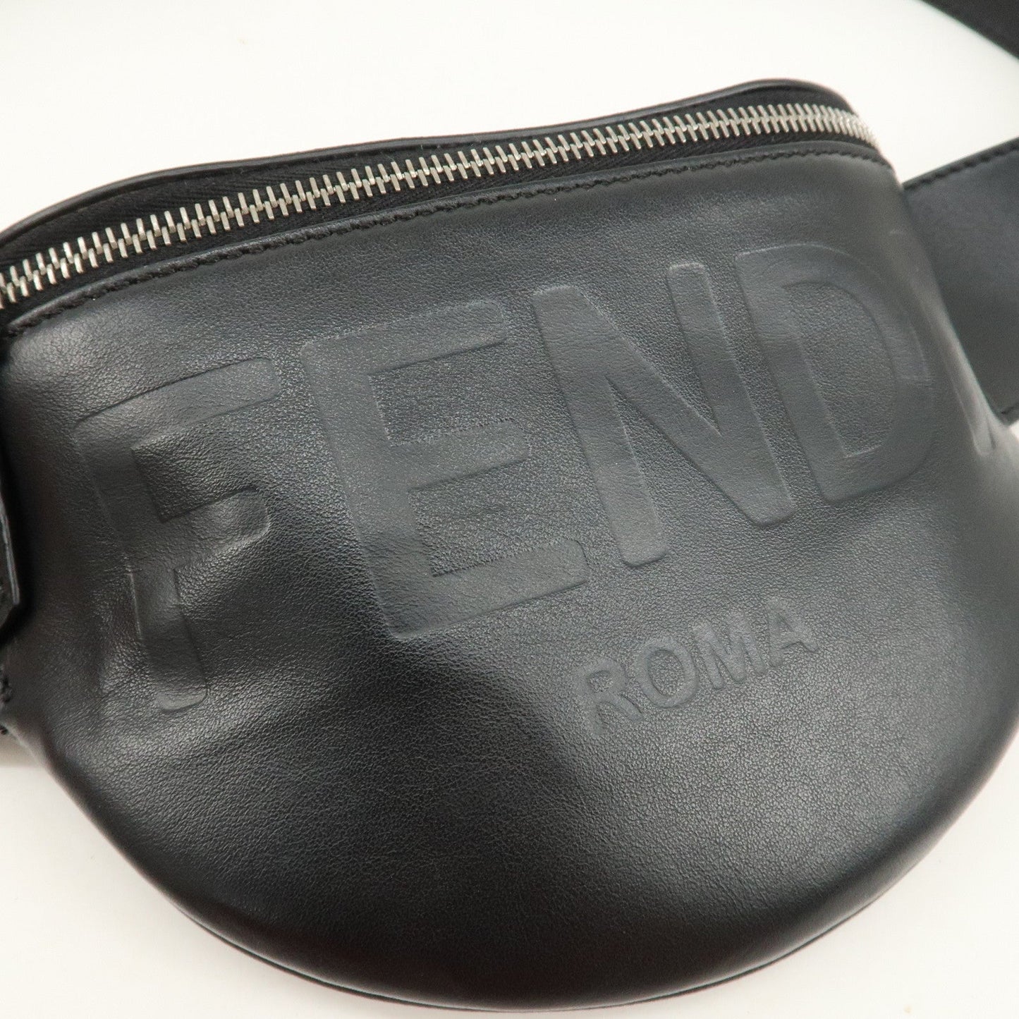 FENDI Leather Logo Body Bag Waist Bag Black 7VA525