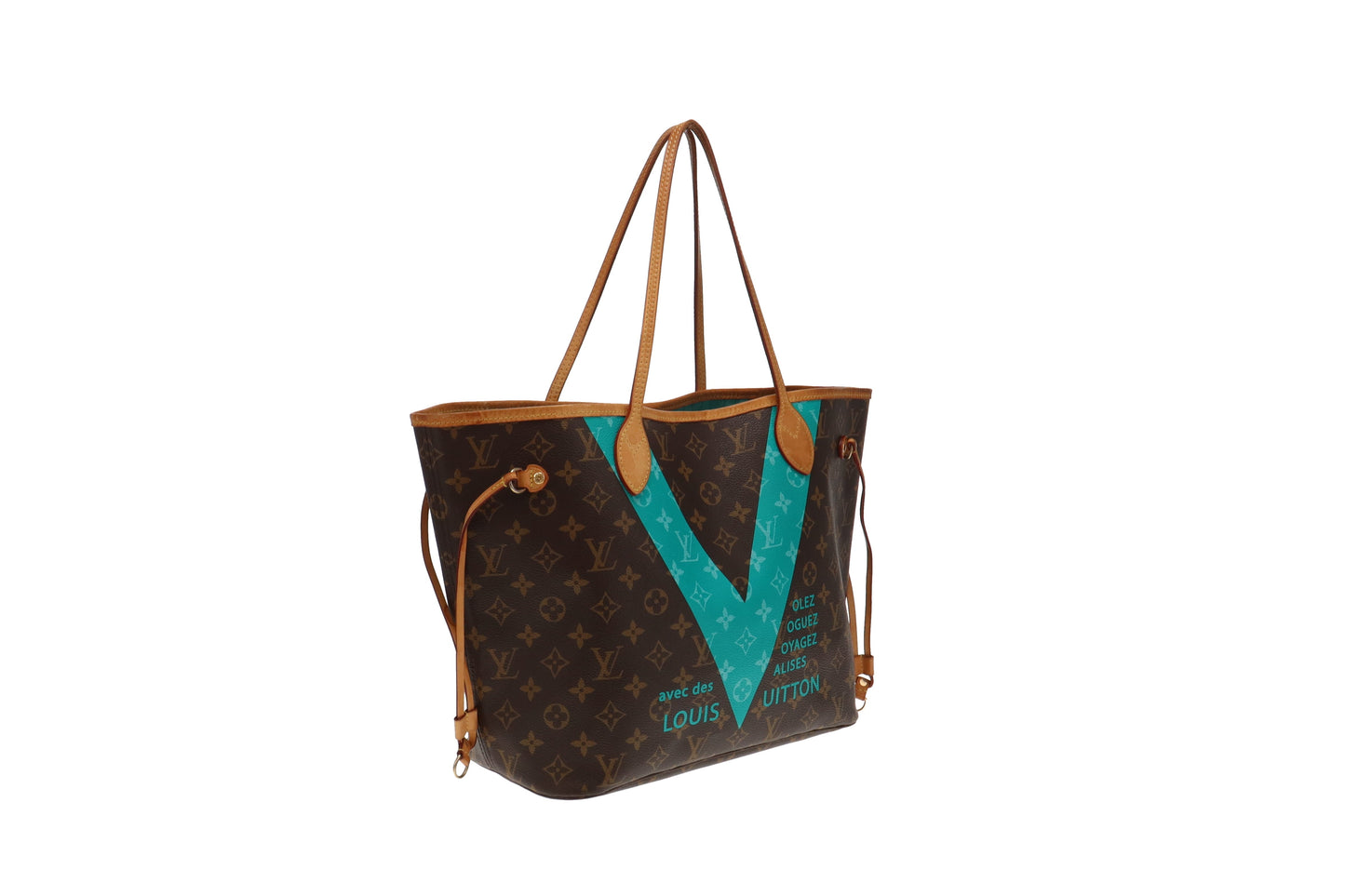 Louis Vuitton Monogram Turquoise Cites Neverfull MM Ltd. Ed. CA1105 no pochette