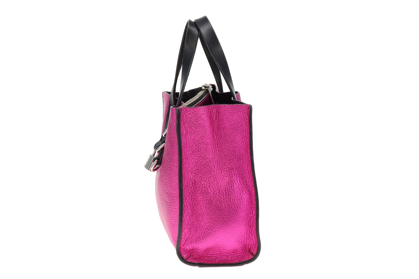 Marc Jacobs Metallic Pink and Black Crinkled Leather The Mini Grind Tote