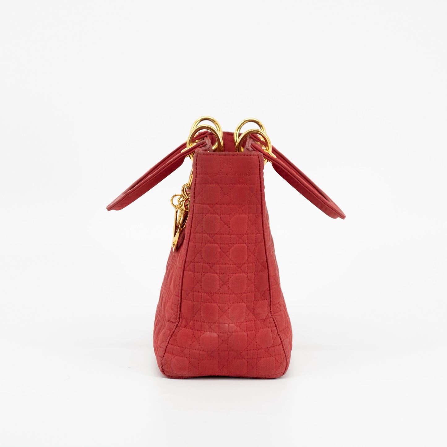 Christian Dior Red Cotton Lady Dior Handbag