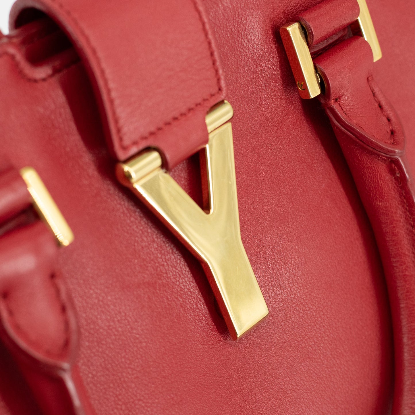 YSL Red Cabas Leather 2WAY Crossbody #1660