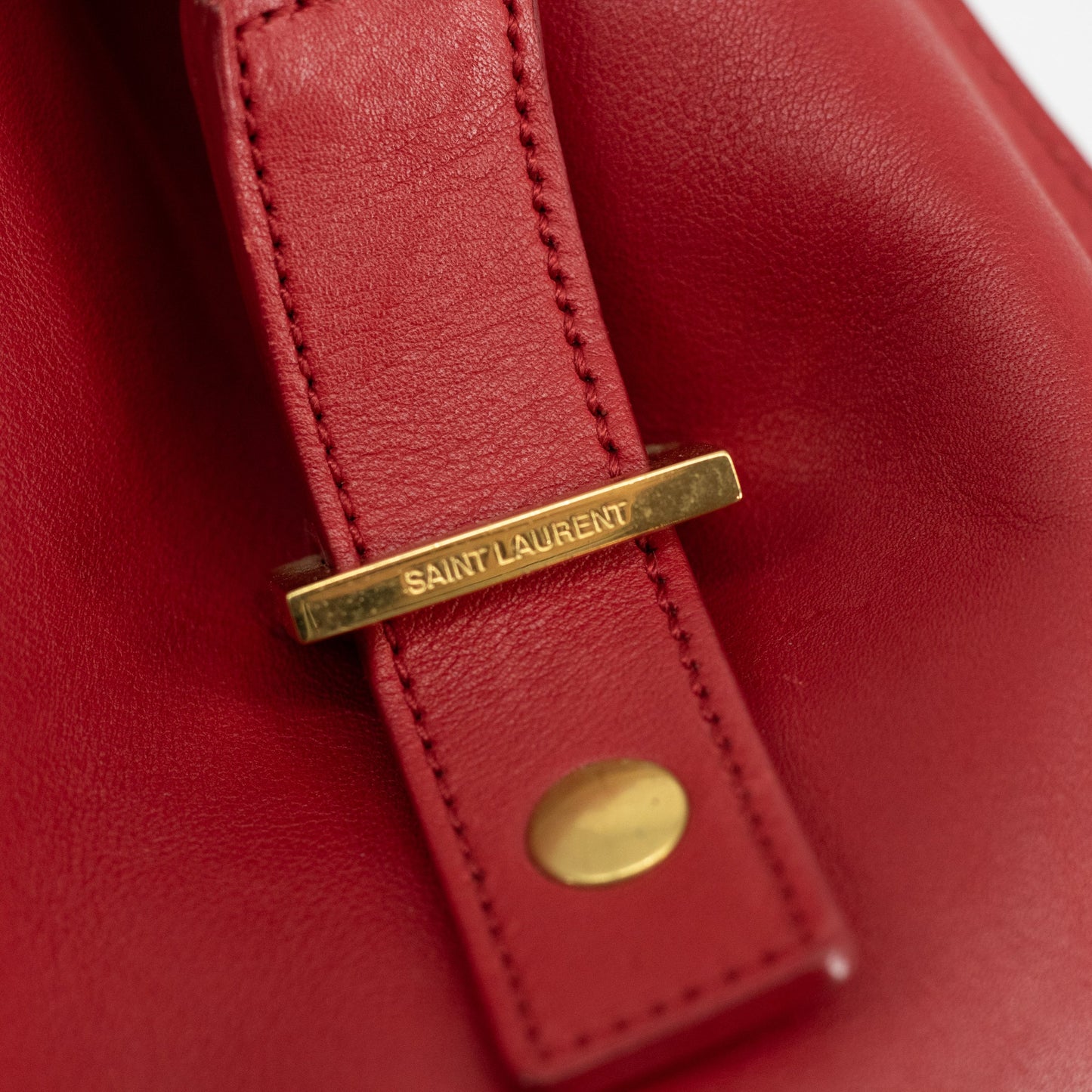 YSL Red Cabas Leather 2WAY Crossbody #1660