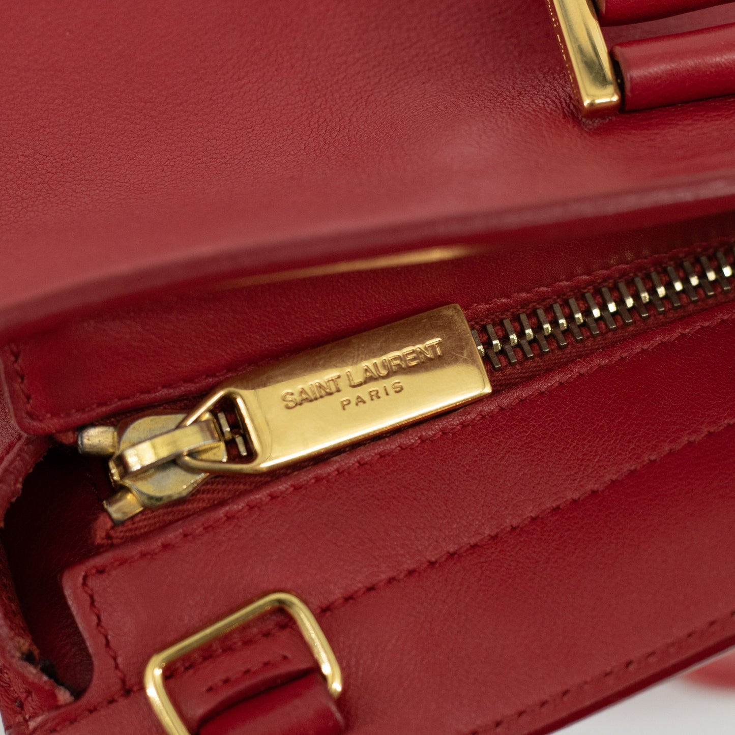 YSL Red Cabas Leather 2WAY Crossbody #1660