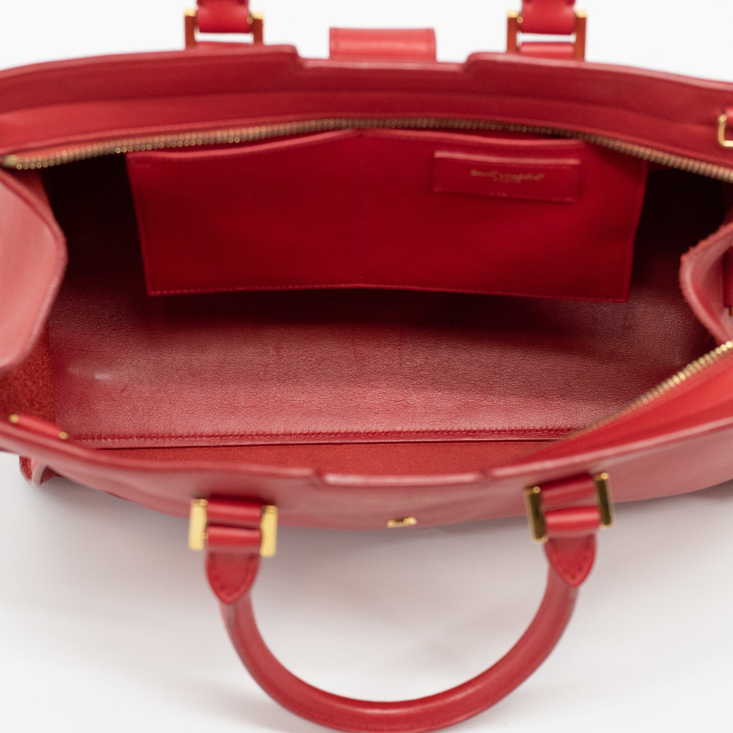 YSL Red Cabas Leather 2WAY Crossbody #1660