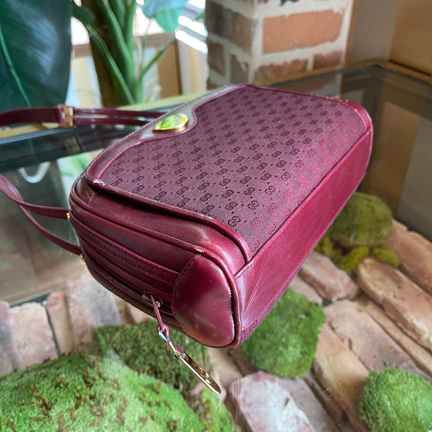 GUCCI Micro Guccisima GG Web Burgundy Crossbody