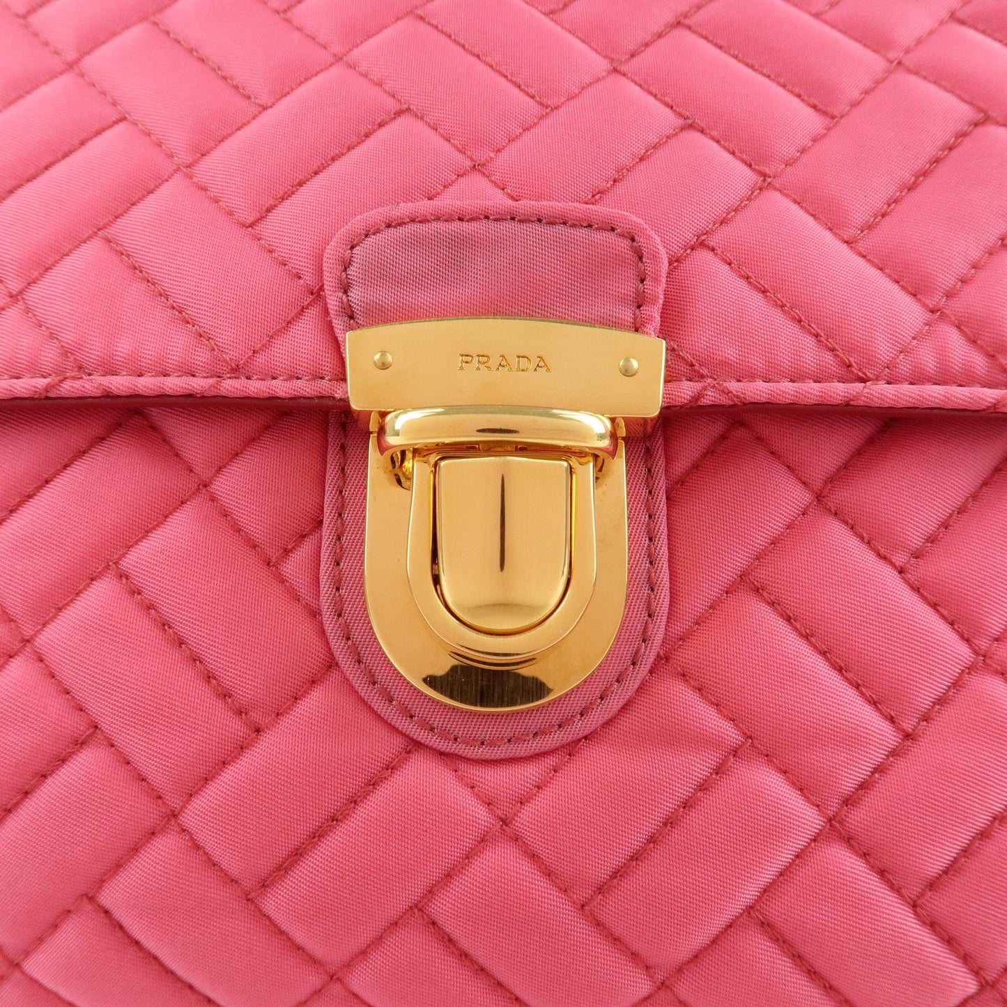 PRADA Nylon Leather Chain Shoulder Bag Pink BR4965