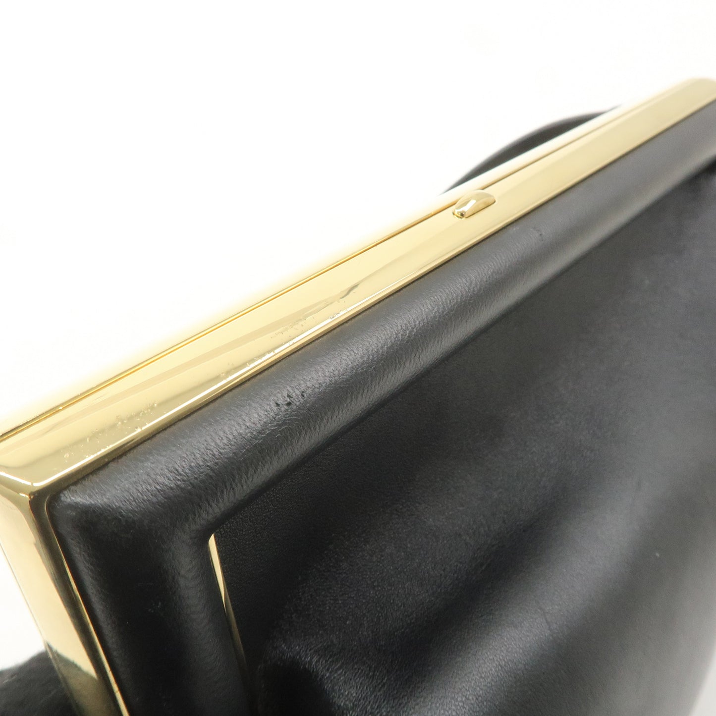 FENDI Leather First Medium 2Way Clutch Shoulder Bag Black 8BL127