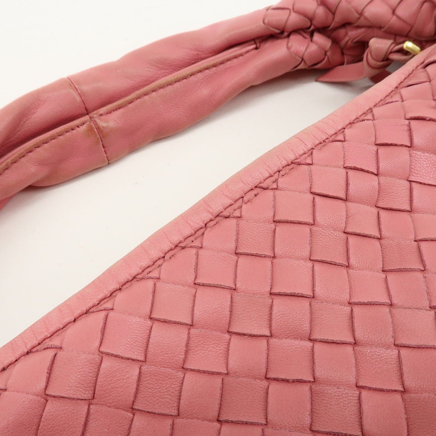 BOTTEGA VENETA Intrecciato Hobo Leather Shoulder Bag Pink 115653