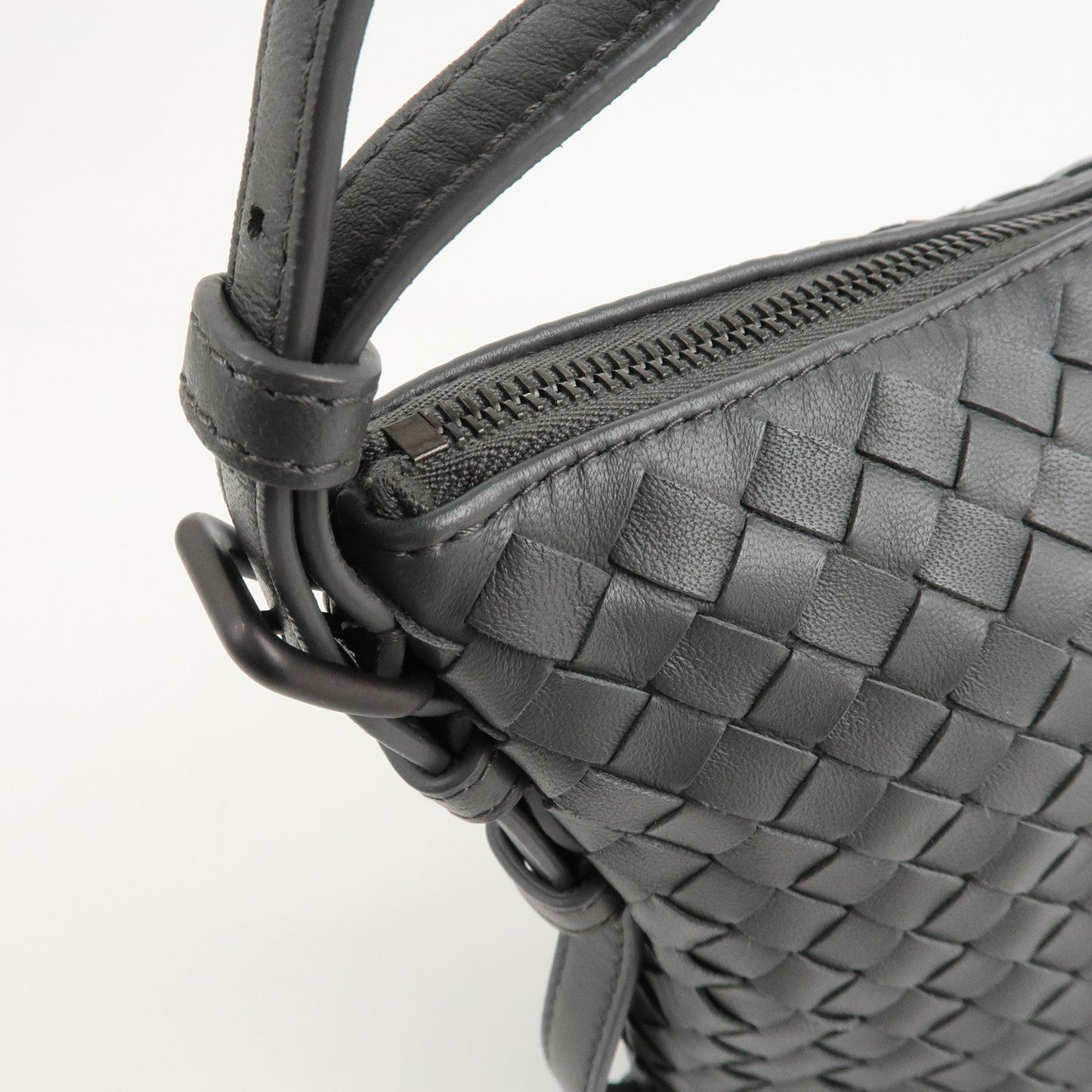 BOTTEGA VENETA Intrecciato Leather Semi Shoulder Bag Gray