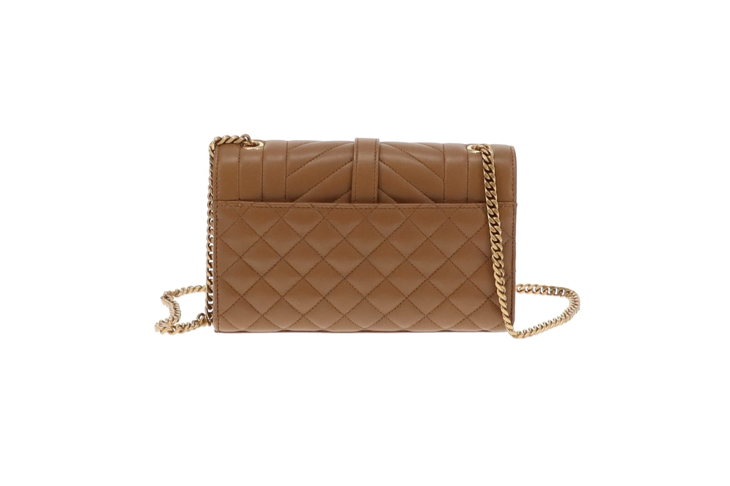 Saint Laurent Sand Lambskin Mixed Matelasse Small Envelope Chain Bag