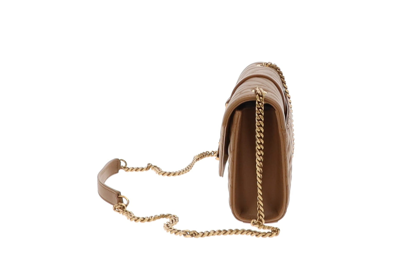 Saint Laurent Sand Lambskin Mixed Matelasse Small Envelope Chain Bag