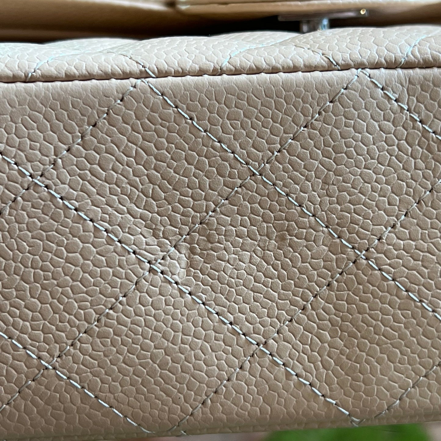 CHANEL Small Double Flap Beige Caviar Quilted Shoulder Bag