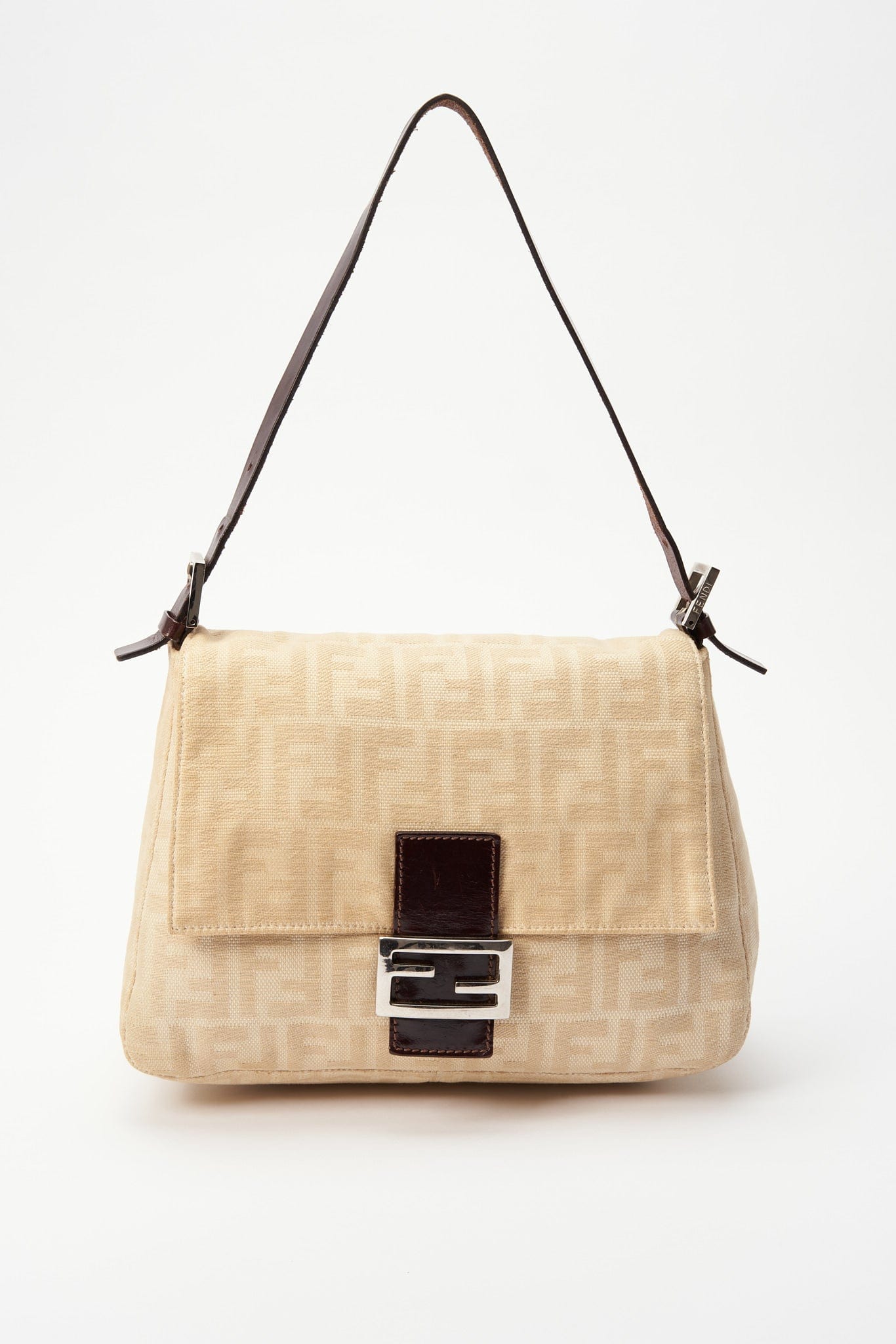 Vintage Fendi Cream Zucca Mamma Baguette