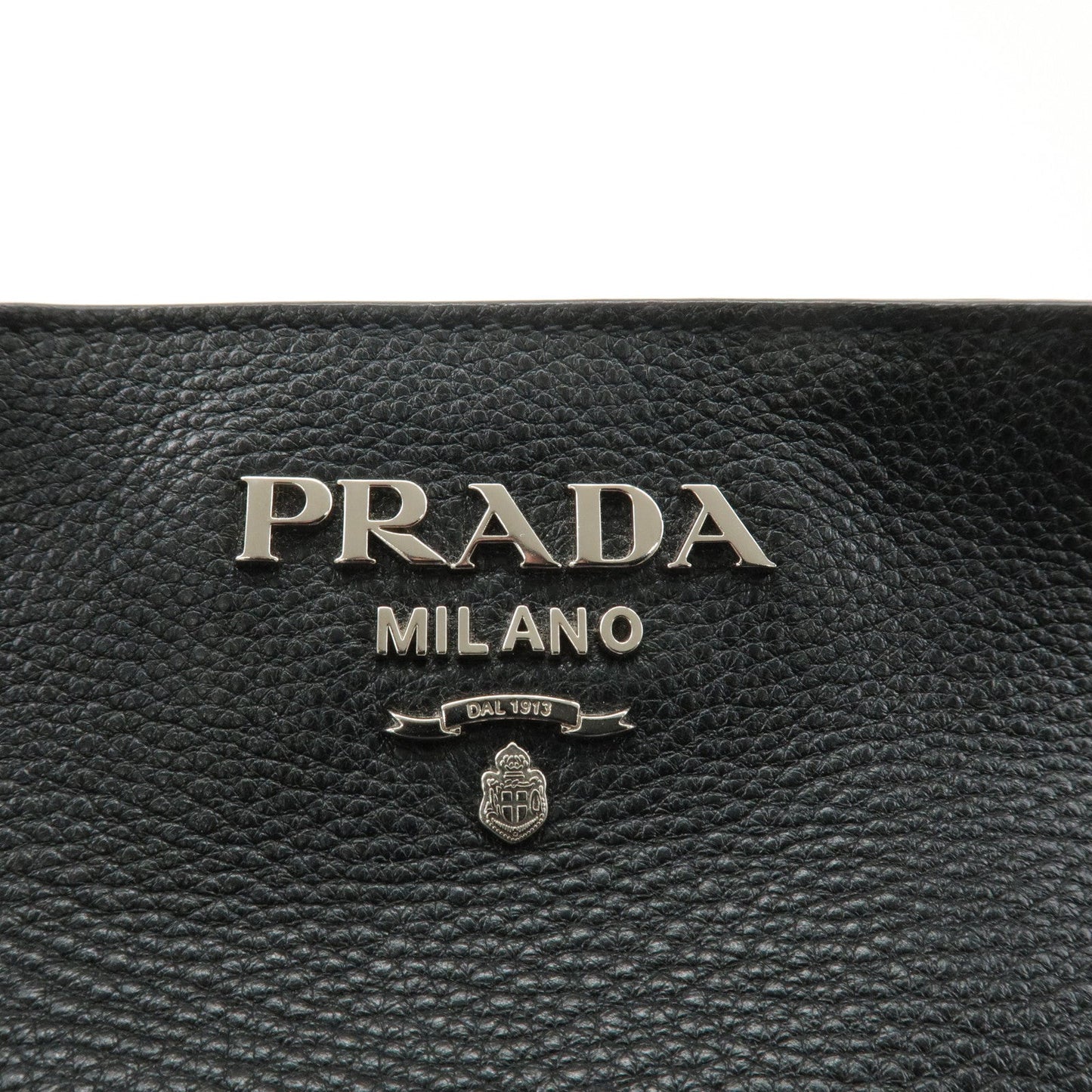 PRADA Leather Tote Bag Shoulder Bag Black 1BG203