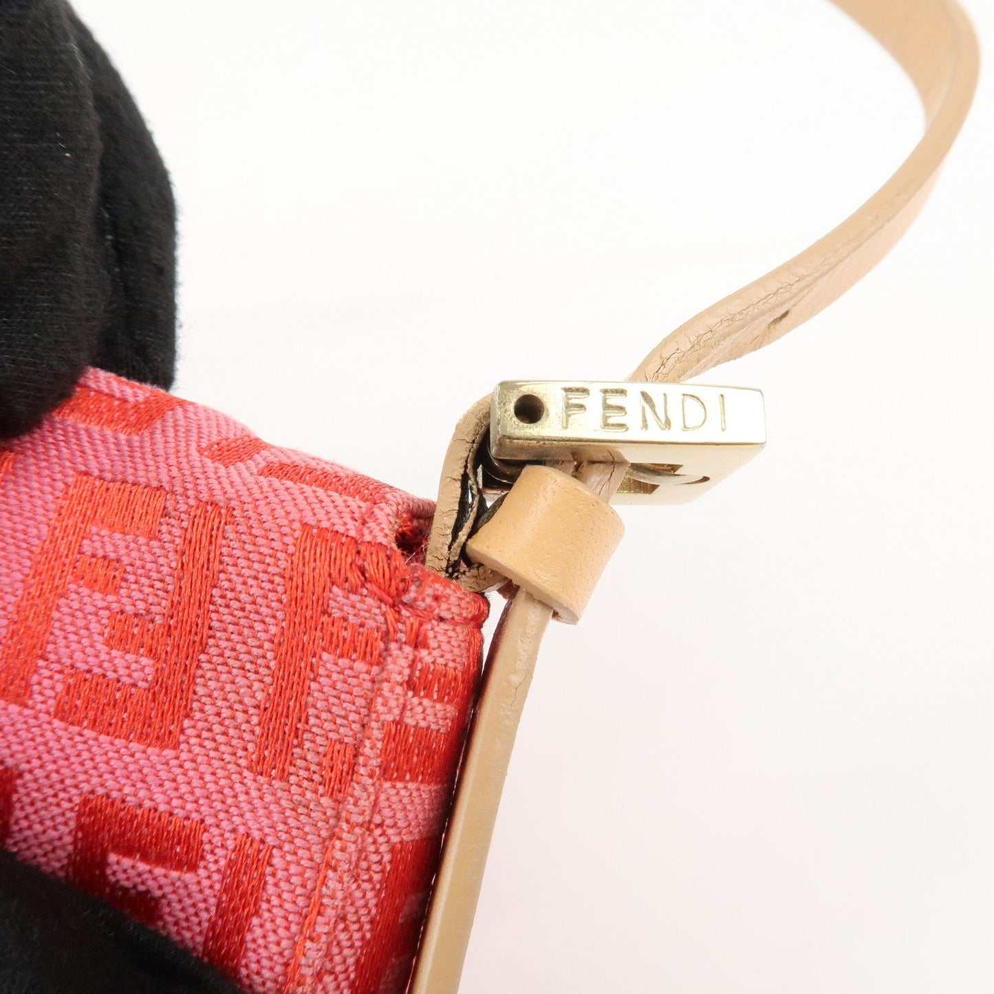 FENDI Mini Mamma Baguette Zucchino Canvas Leather Hand Bag