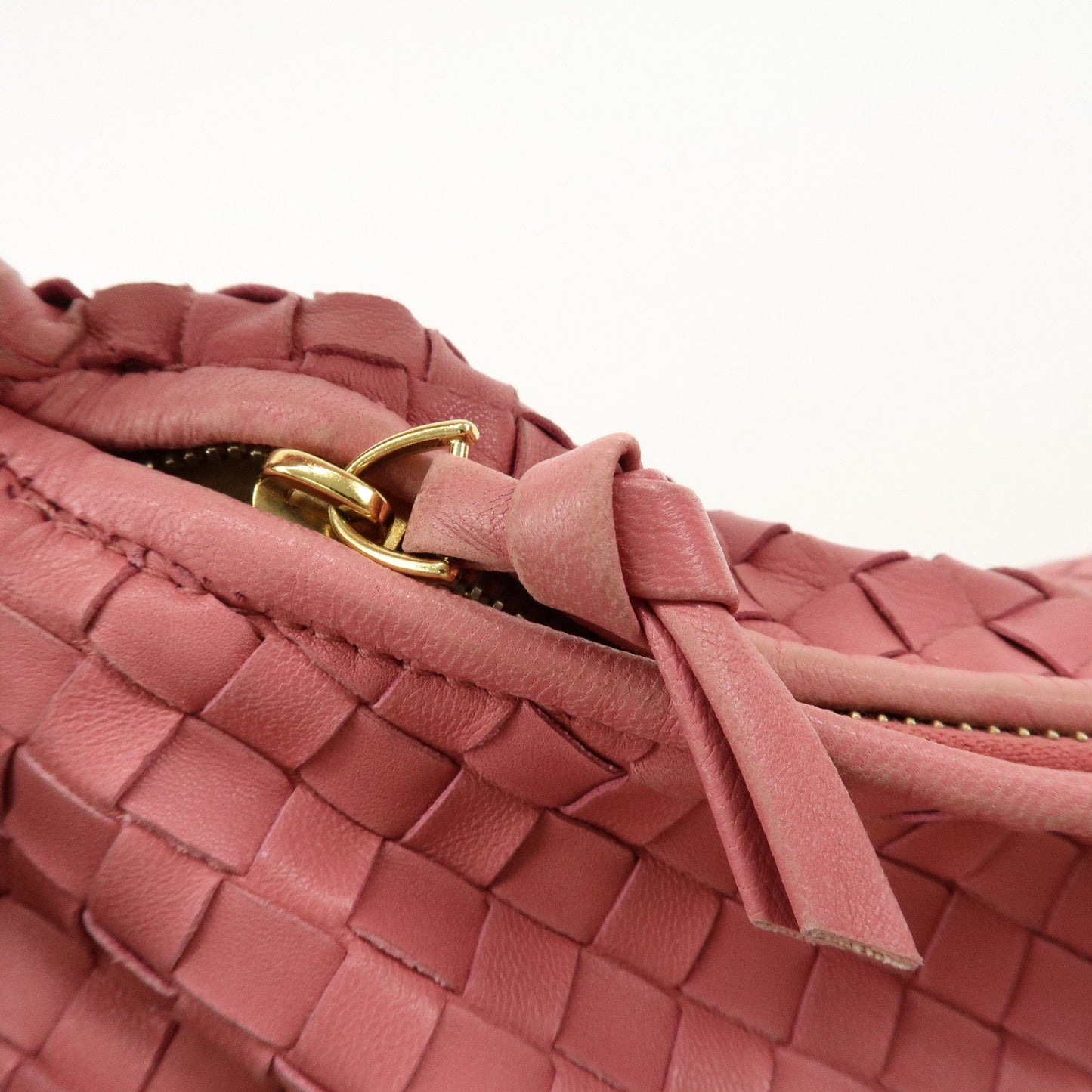 BOTTEGA VENETA Intrecciato Hobo Leather Shoulder Bag Pink 115653