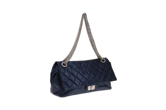 Chanel Metallic Blue Metallic Aged Calfskin 2.55 Reissue 228 Maxi Double Flap Bag 2008/09