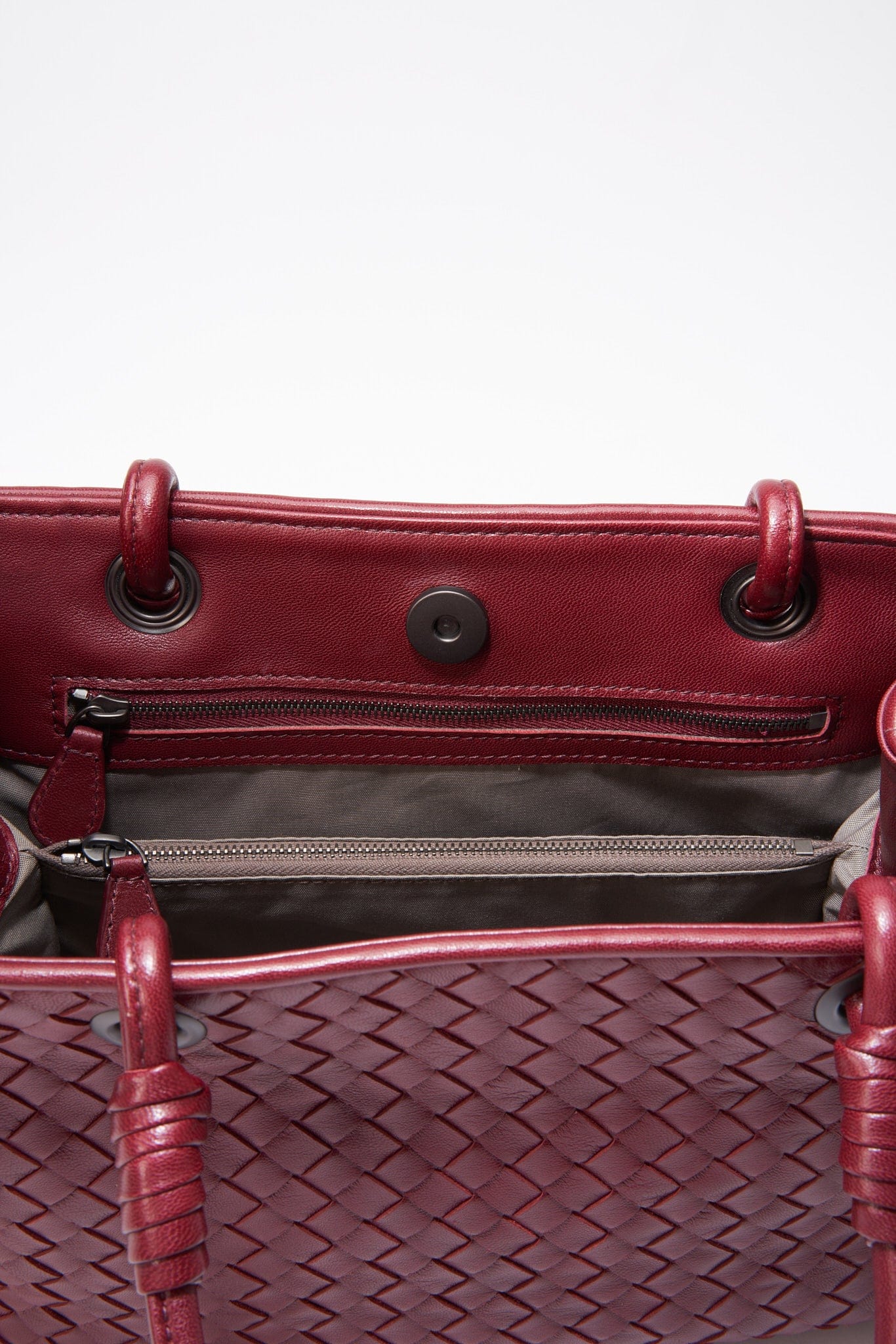 Vintage Bottega Veneta Dark Red Intrecciato Leather Tote