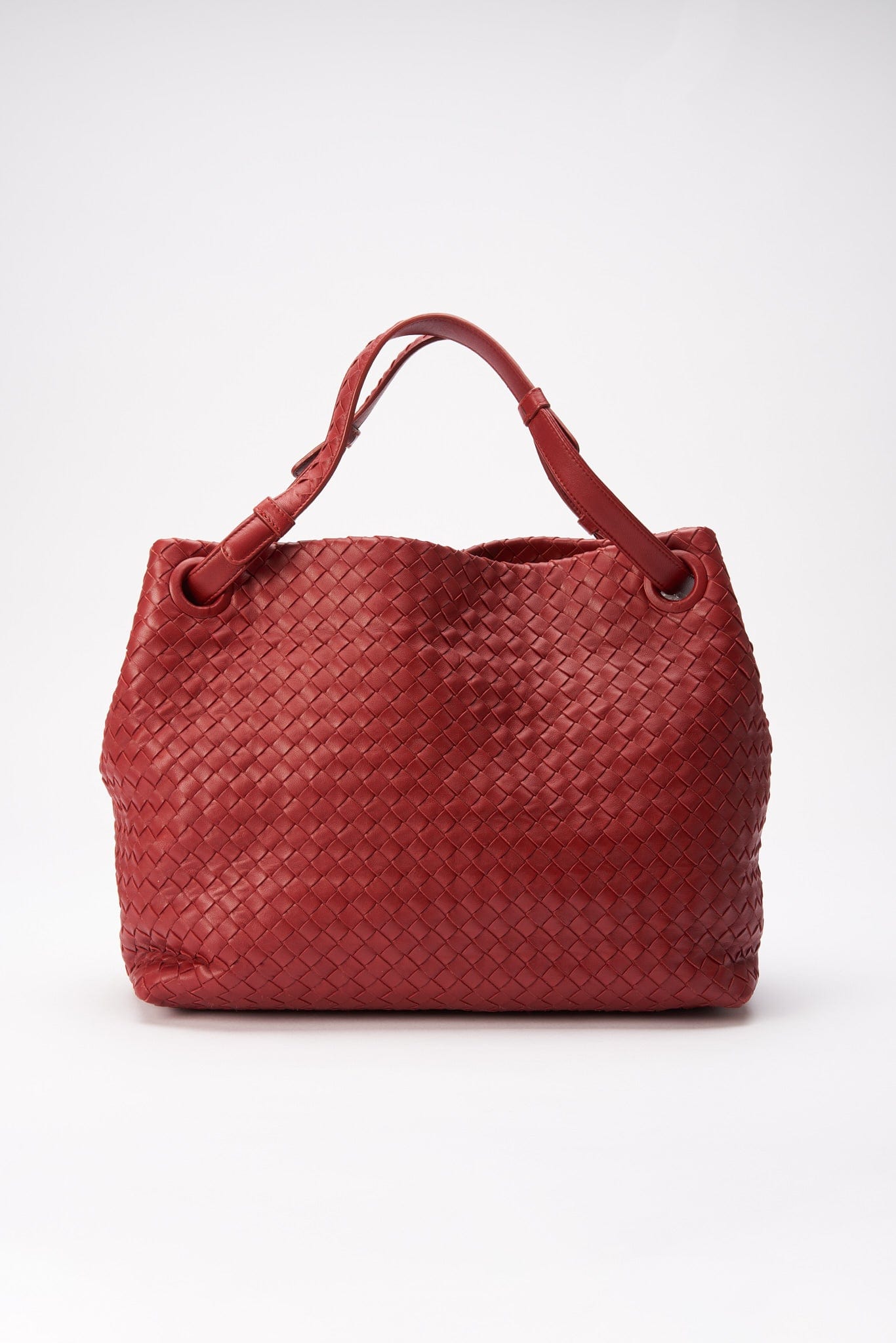 Vintage Bottega Veneta Red Intrecciato Leather Shoulder Bag