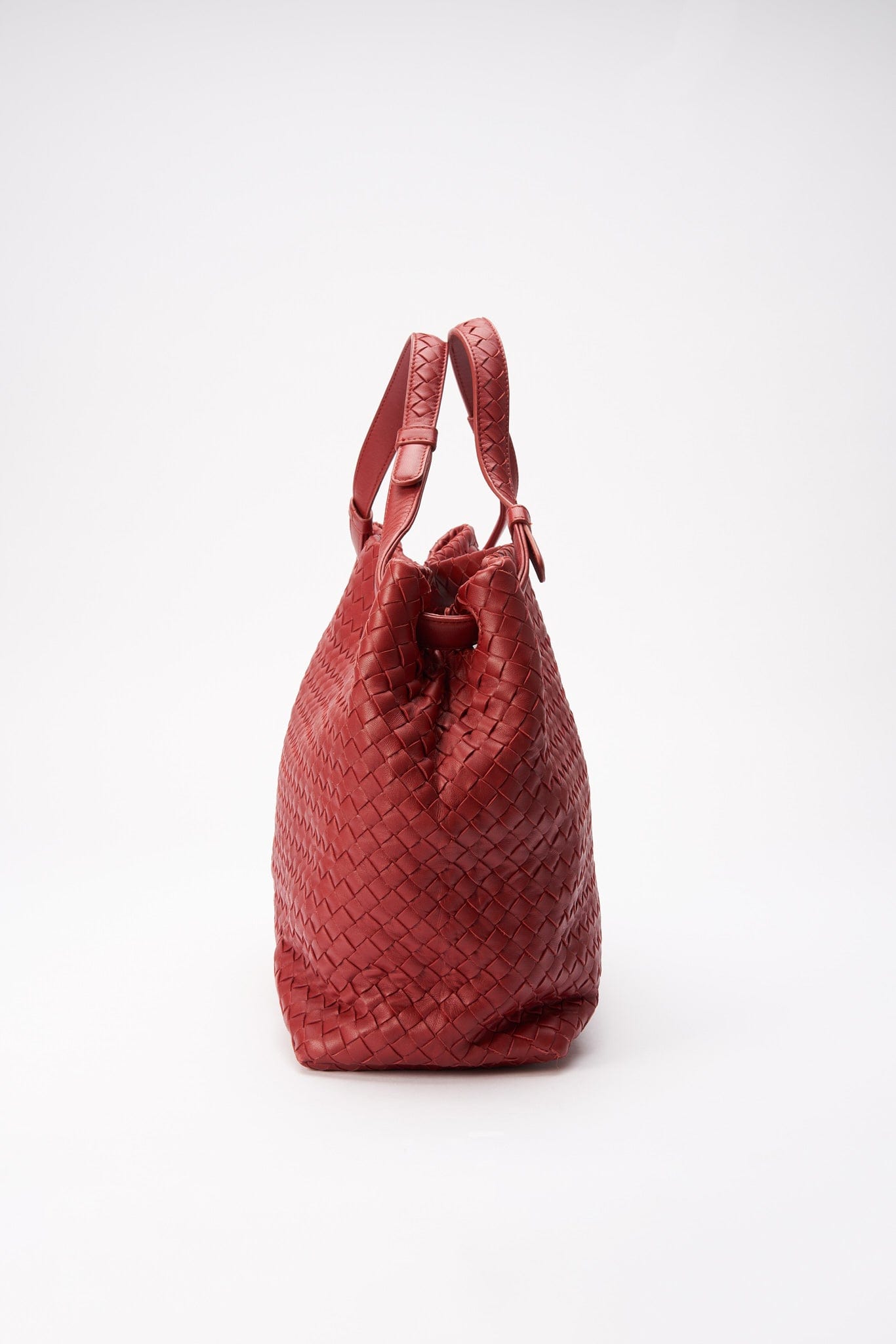 Vintage Bottega Veneta Red Intrecciato Leather Shoulder Bag