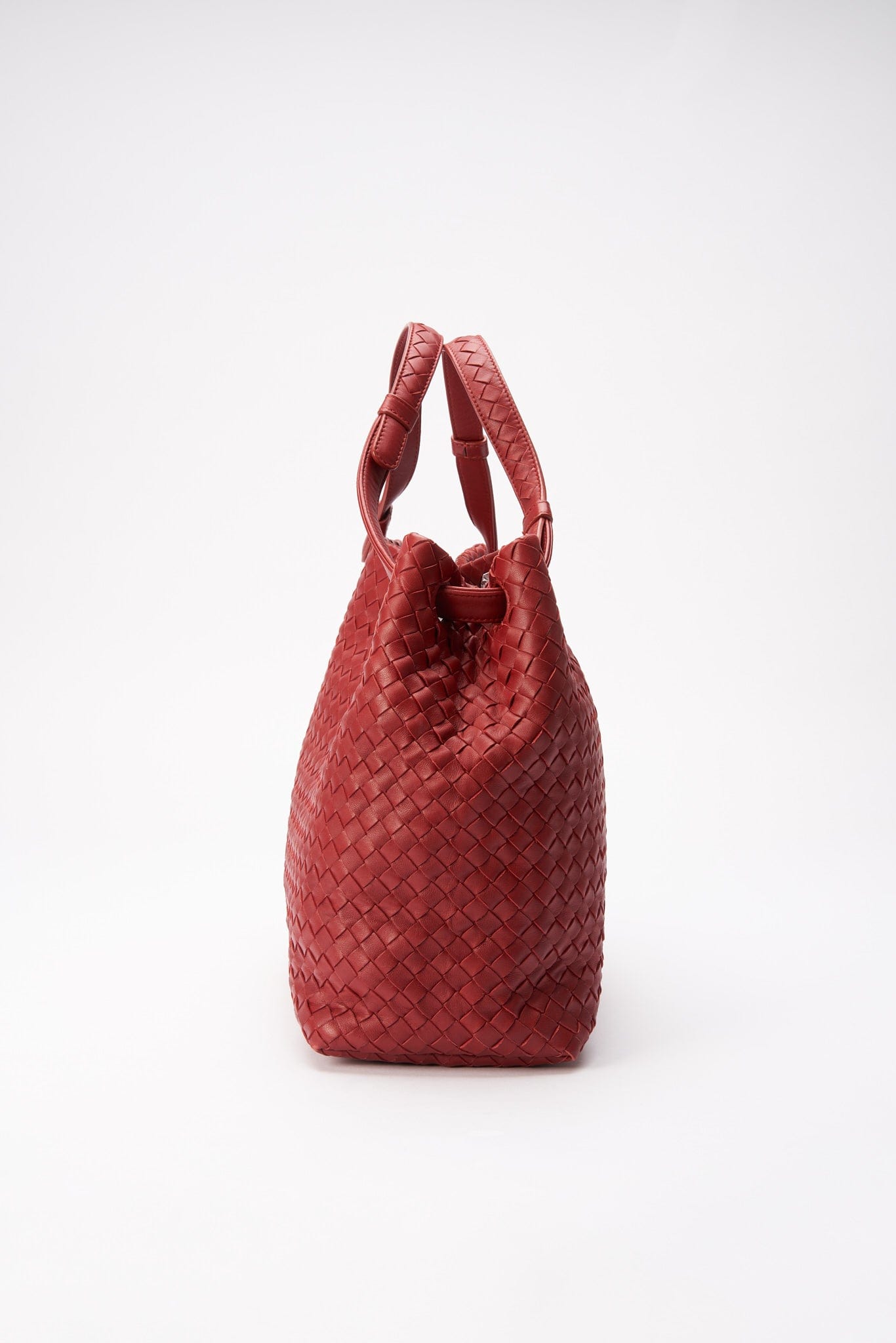 Vintage Bottega Veneta Red Intrecciato Leather Shoulder Bag