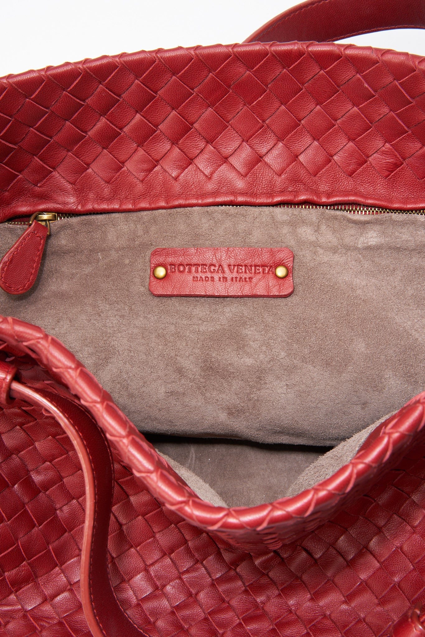 Vintage Bottega Veneta Red Intrecciato Leather Shoulder Bag