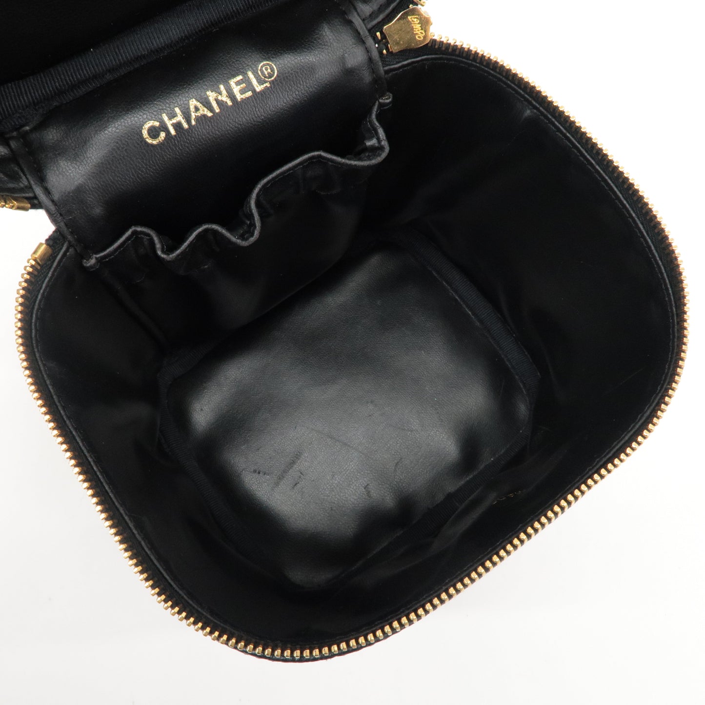 CHANEL Caviar Skin Vanity Bag Hand Bag Cosmetic Bag Black A01998