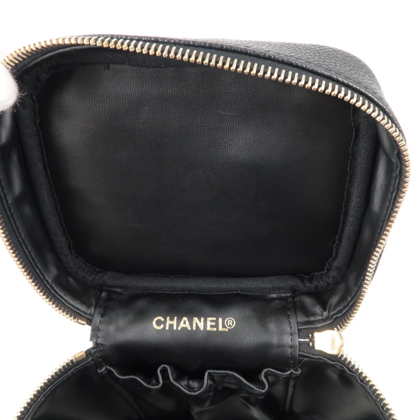 CHANEL Caviar Skin Vanity Bag Hand Bag Cosmetic Pouch Black A01998