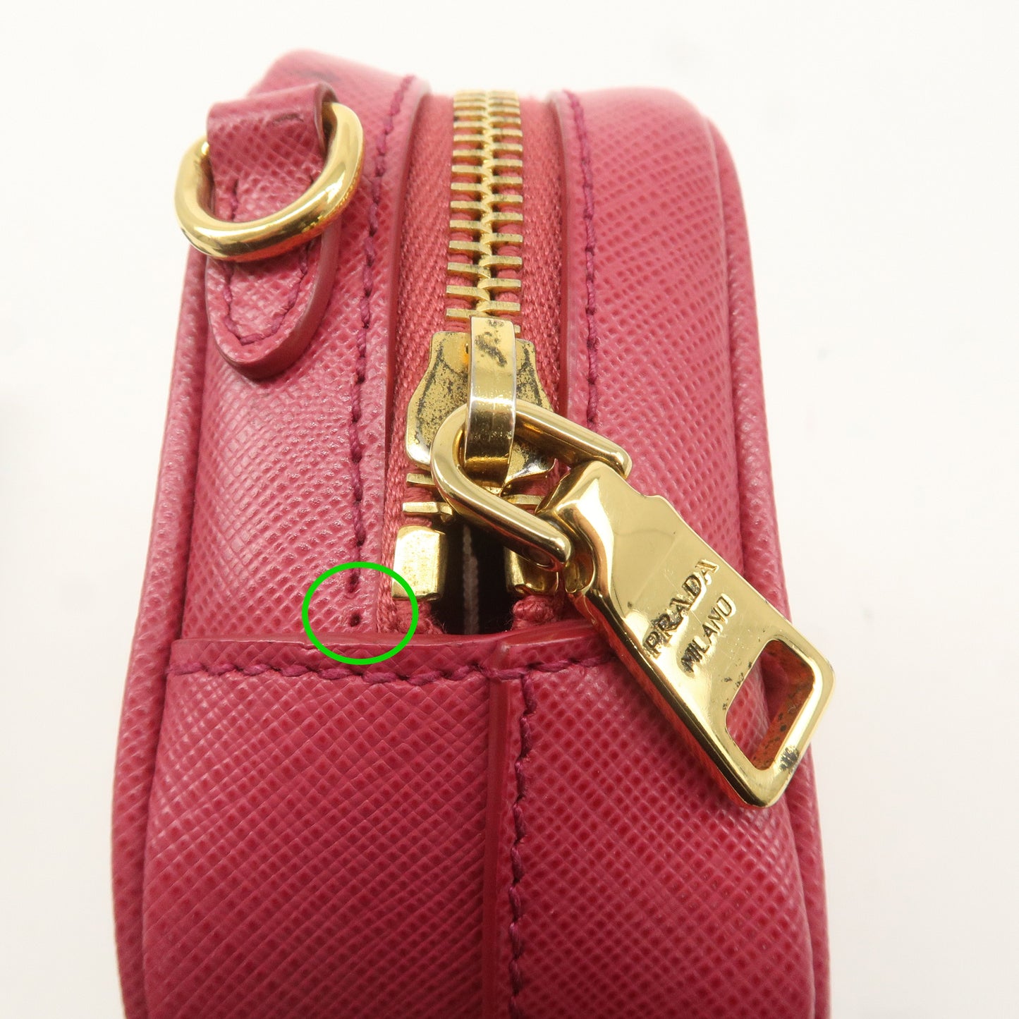 PRADA Logo Leather Crossbody Shoulder Bag Pink 1N1674