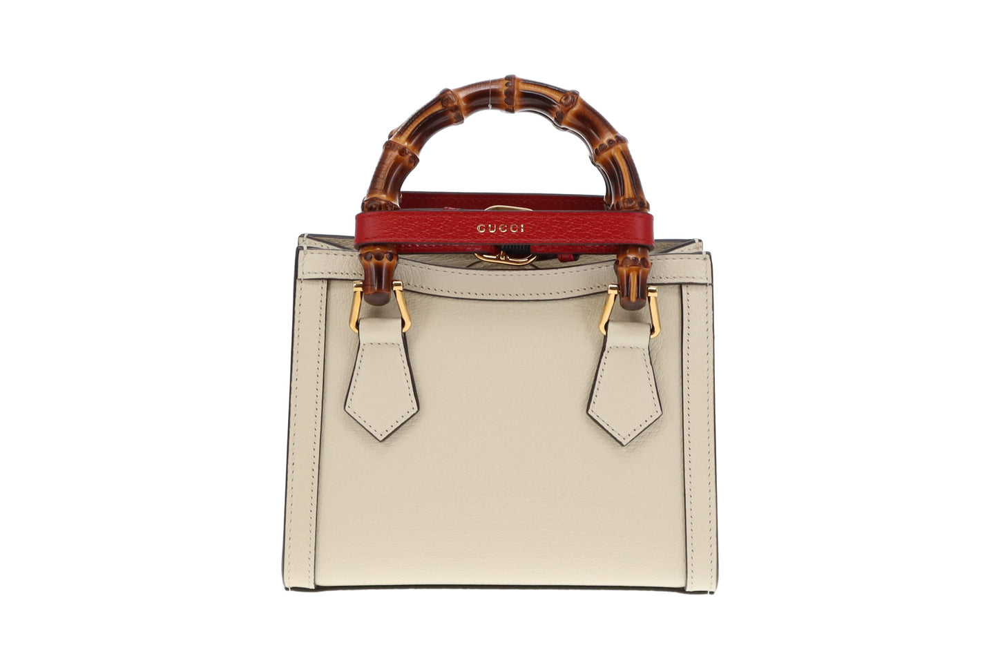 Gucci White Leather Mini Diana Tote Bag