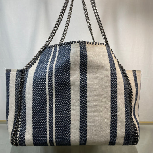 STELLA MCCARTNEY Falabella Reversible Blue Stripe/Yellow Suede Tote