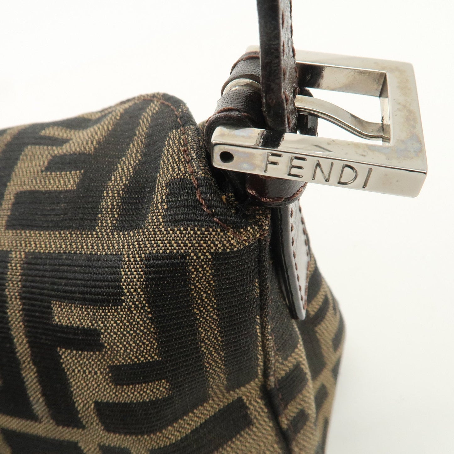 FENDI Zucca Canvas Leather Semi-Shoulder Bag Brown Black 26725