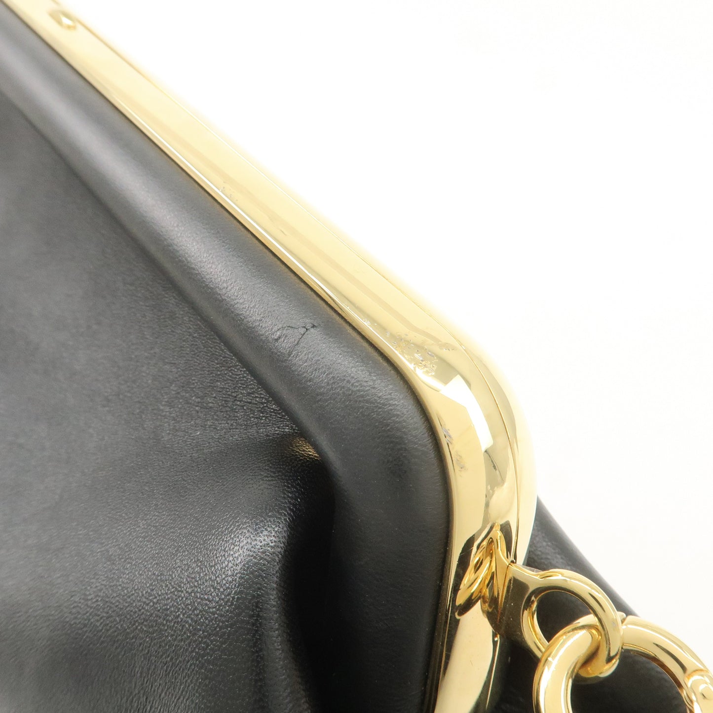 FENDI Leather First Medium 2Way Clutch Shoulder Bag Black 8BL127