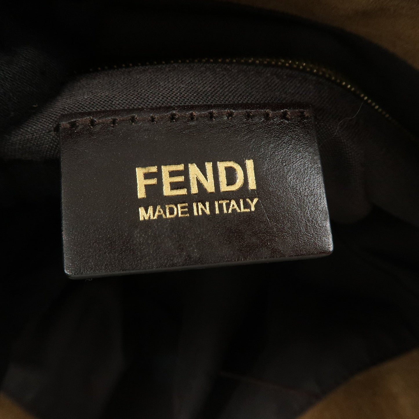 FENDI Pequin Canvas Leather Shoulder Bag Black Brown Pink 8BR669