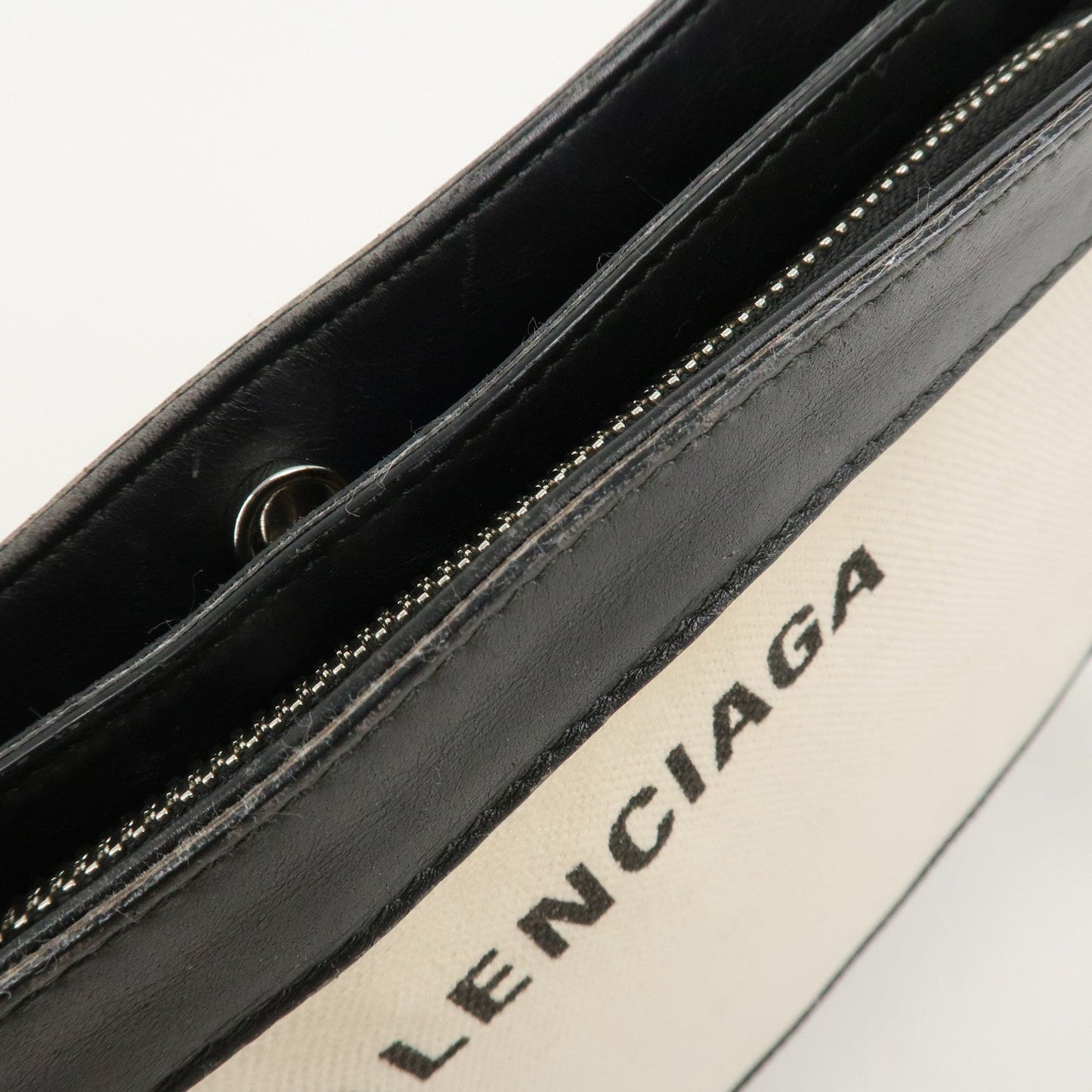 BALENCIAGA Pochette Canvas Leather Shoulder Bag white 339937