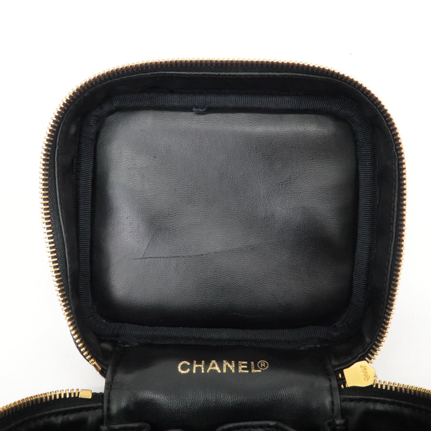 CHANEL Caviar Skin Vanity Bag Hand Bag Cosmetic Bag Black A01998