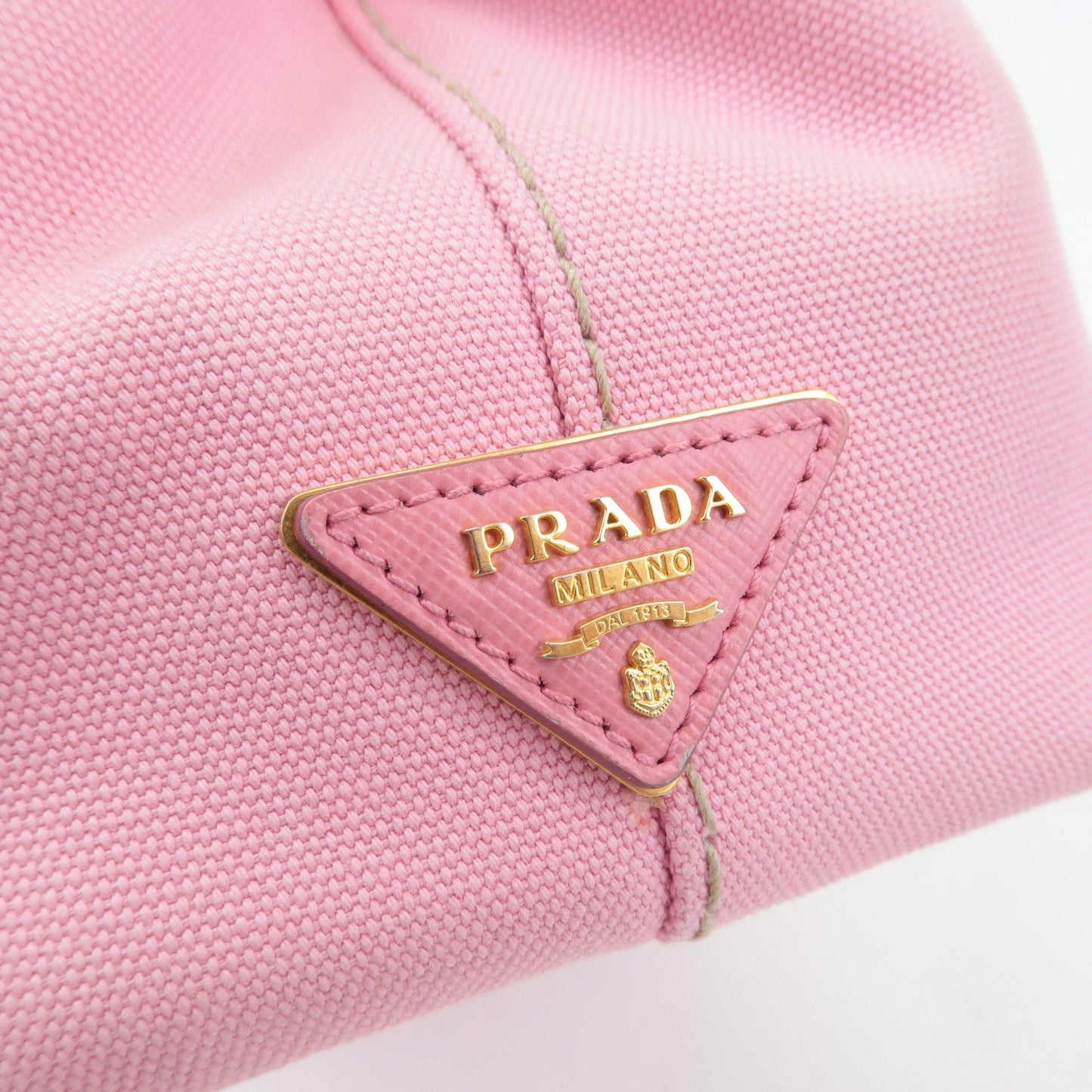 PRADA Logo Canapa Mini Canvas 2Way Bag Hand Bag Pink 1BG439