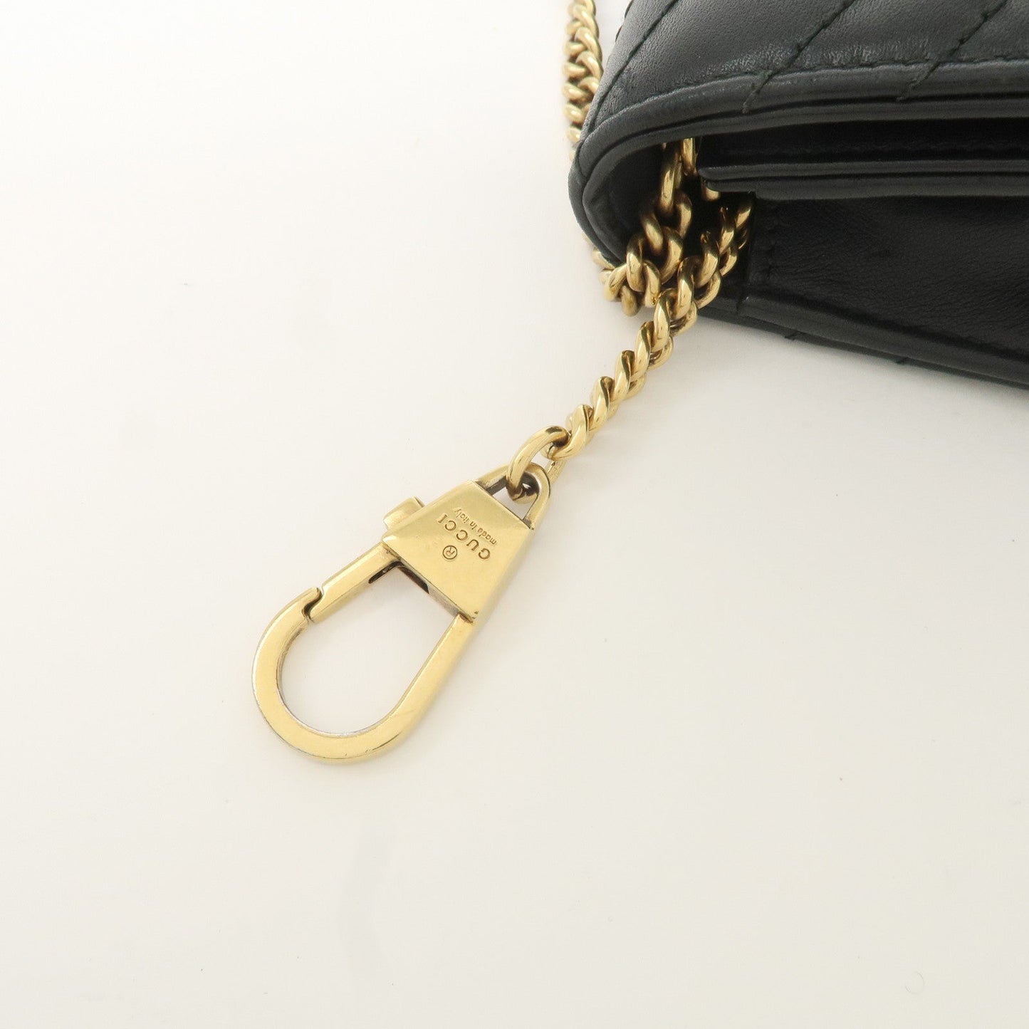 GUCCI GG Marmont Leather Chain Shoulder Bag Black 488426