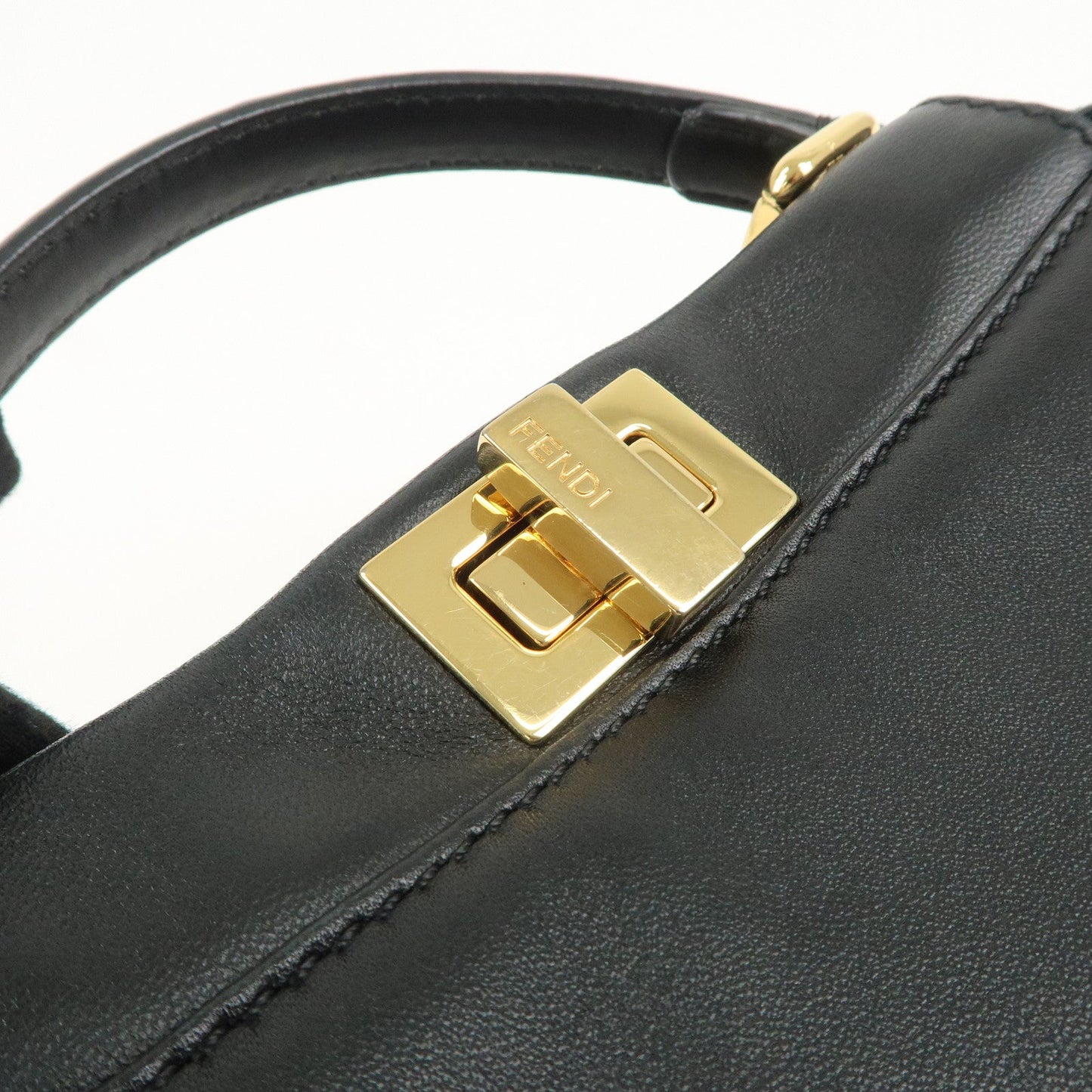 FENDI Mini Peekaboo Leather 2Way Shoulder Bag Hand Bag 8BN244