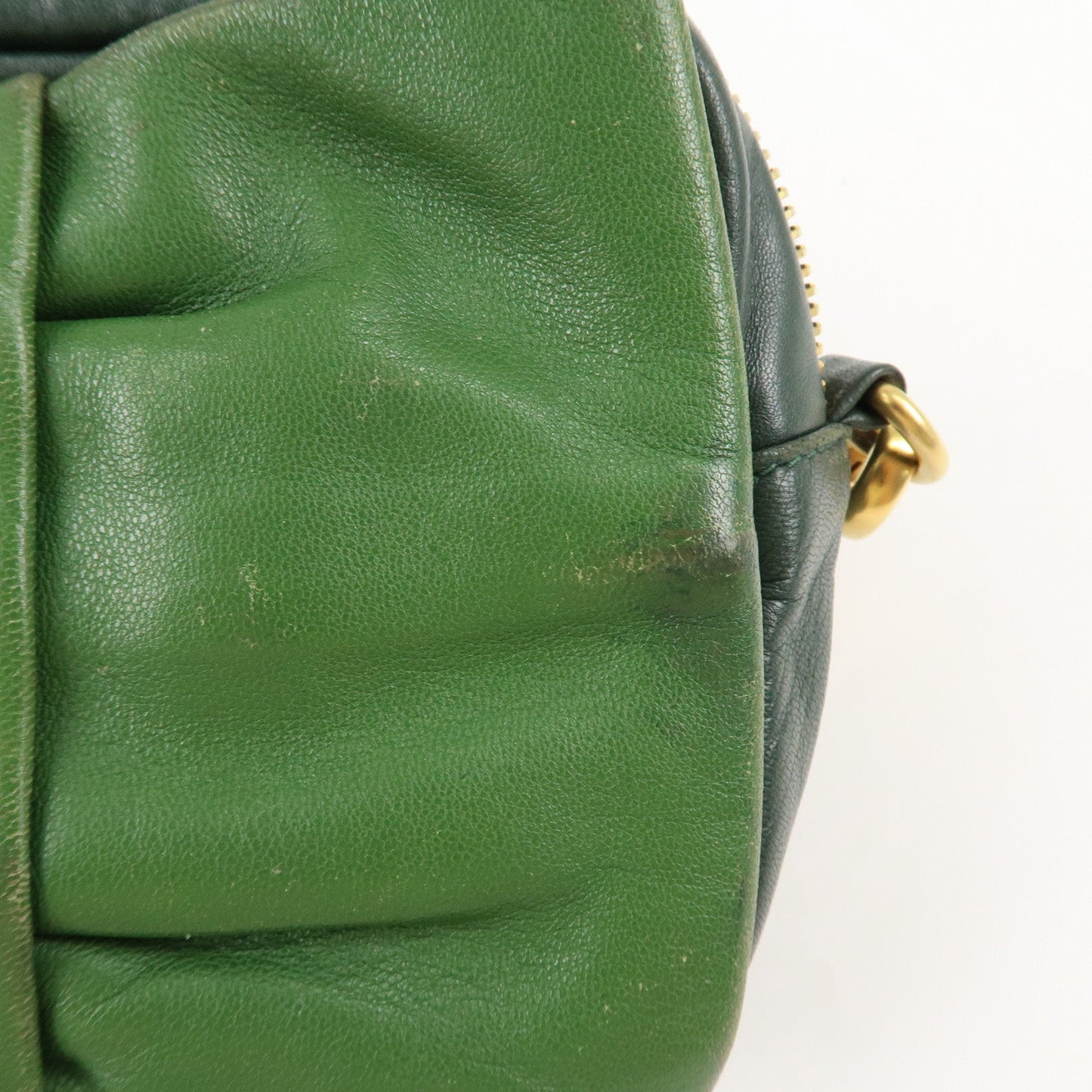 PRADA Logo Leather Ribbon Shoulder Bag Green BP0166