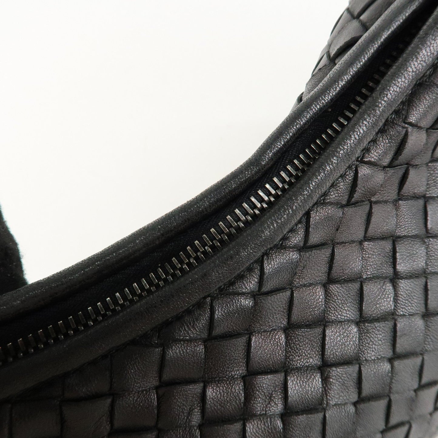 BOTTEGA VENETA Intrecciato Leather Shoulder Bag Hand Bag Black