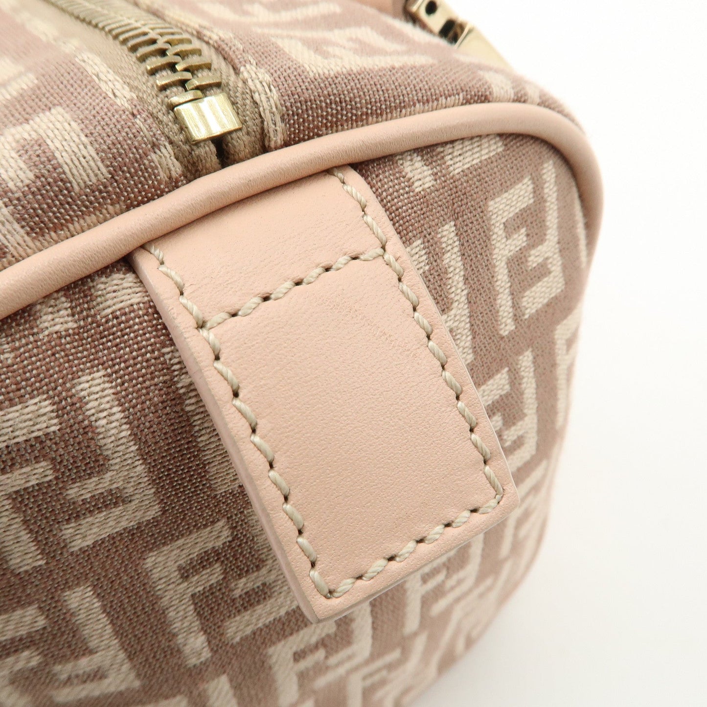 FENDI Zucchino Canvas Leather Mini Boston Bag Pink 8BL071