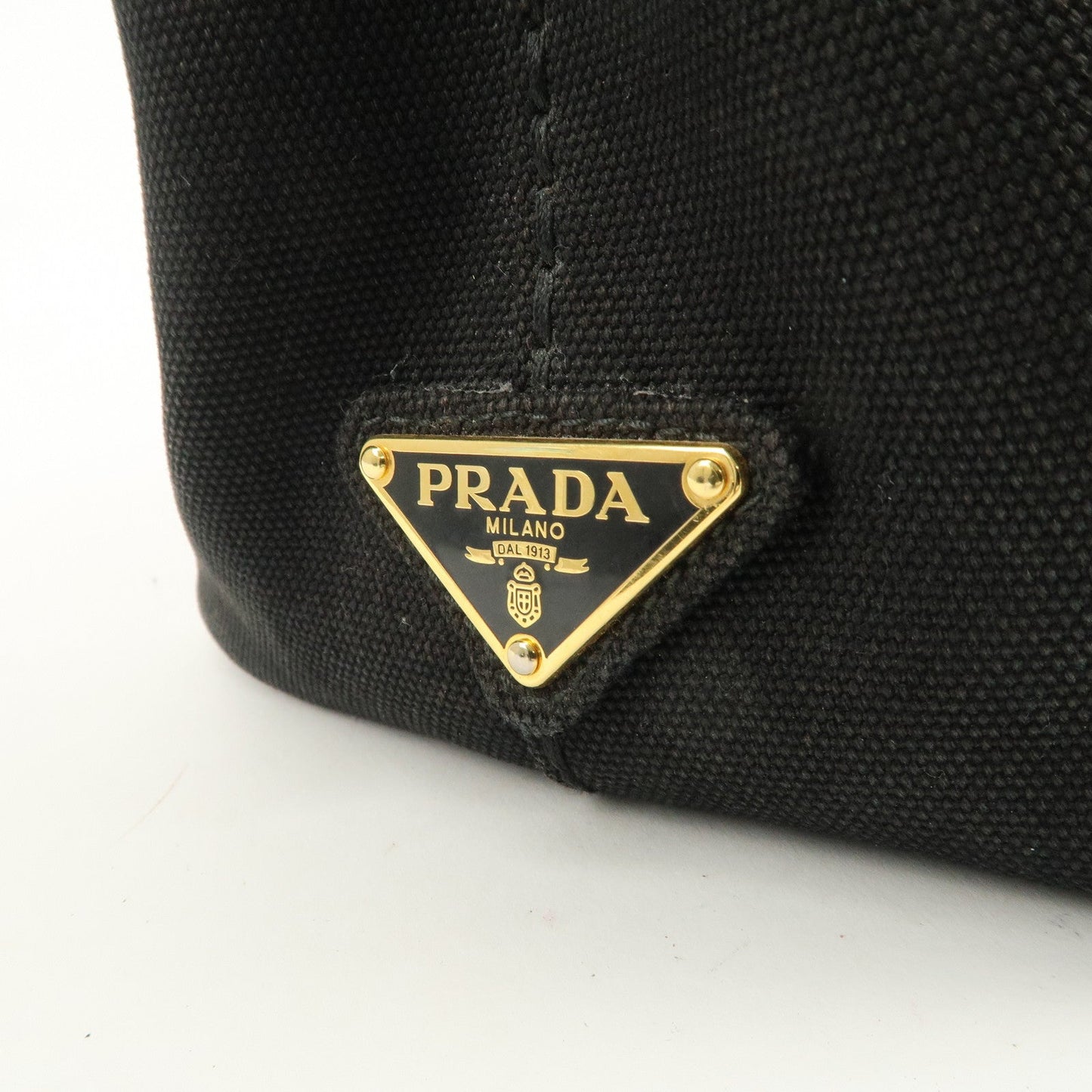 PRADA Logo Canapa Canvas 2way Tote Bag Hand Bag Black BN2642