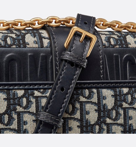 C.DIOR 30 MONTAIGNE CHAIN BAG Blue Dior Oblique Jacquard