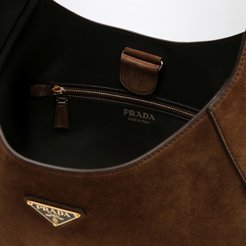 Prada Large Brown Suede Bag Women