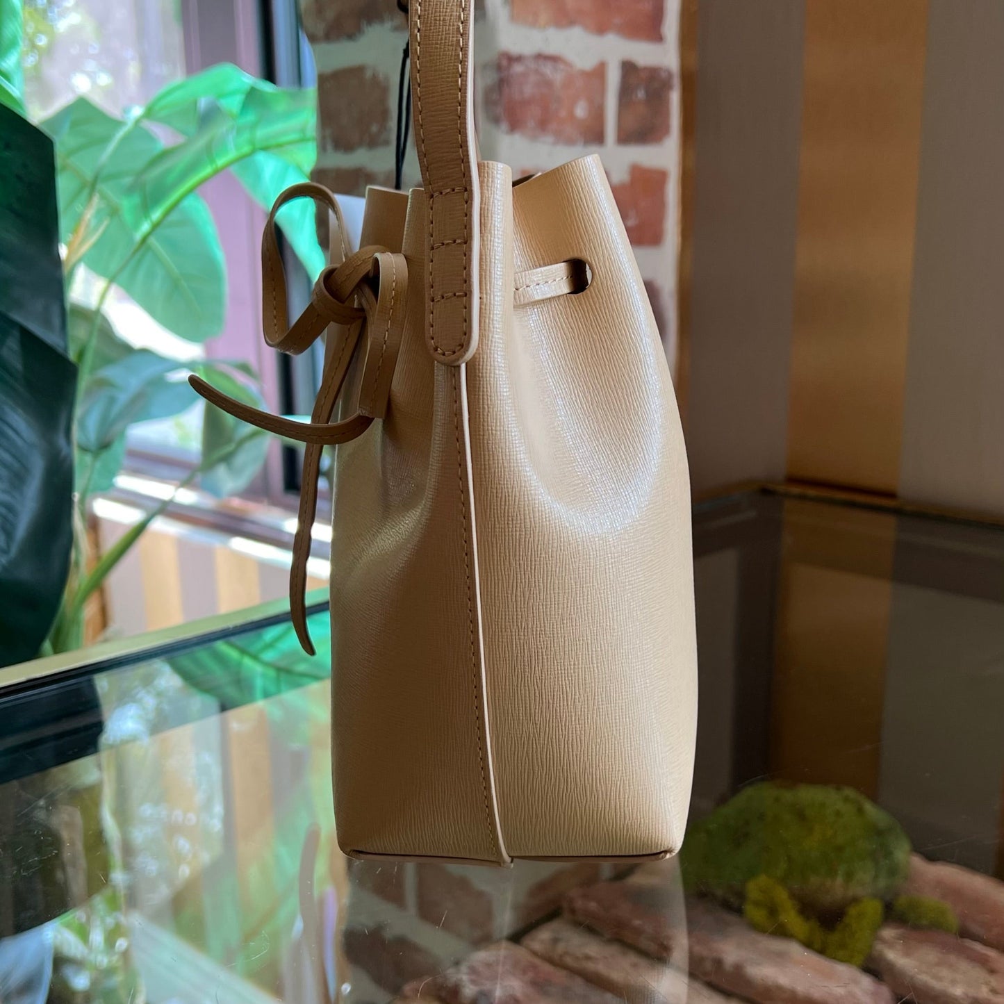 MANSUR GAVRIEL Sand Calf Leather Mini Bucket Bag