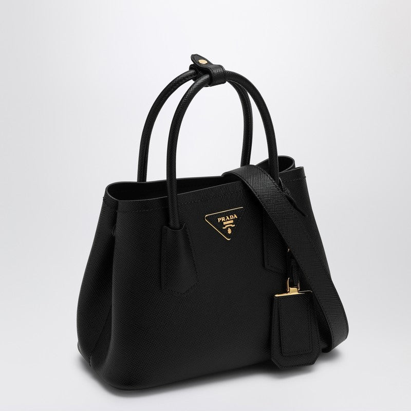 Prada Double Mini Black Bag In Saffiano Women