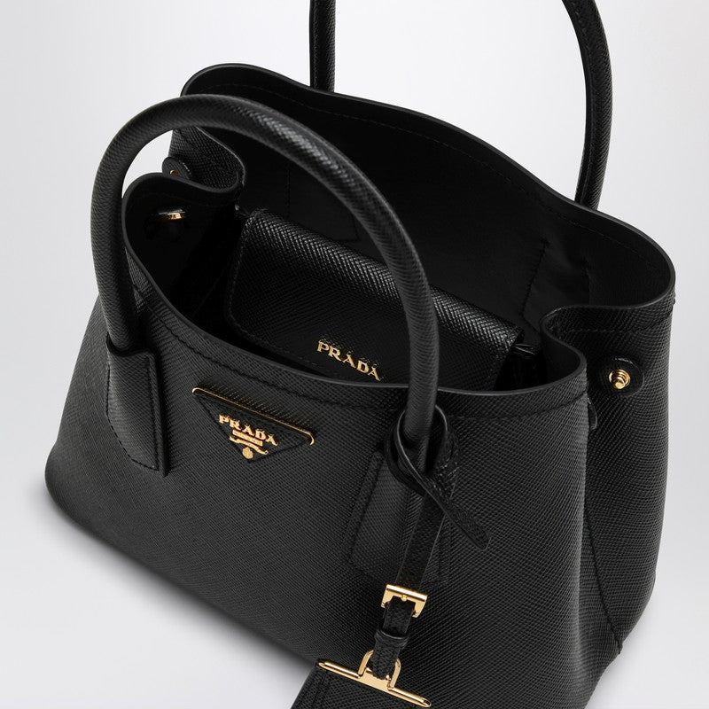 Prada Double Mini Black Bag In Saffiano Women